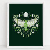 Poster Illustration de papillon abstrait vert et blanc mo