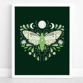 Poster Illustration de papillon abstrait vert et blanc mo
