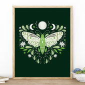 Poster Illustration de papillon abstrait vert et blanc mo