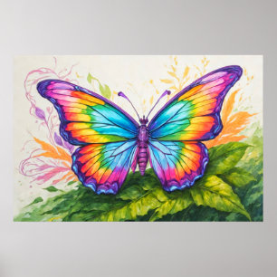 Poster Illustration de papillon reposant rétro mignon