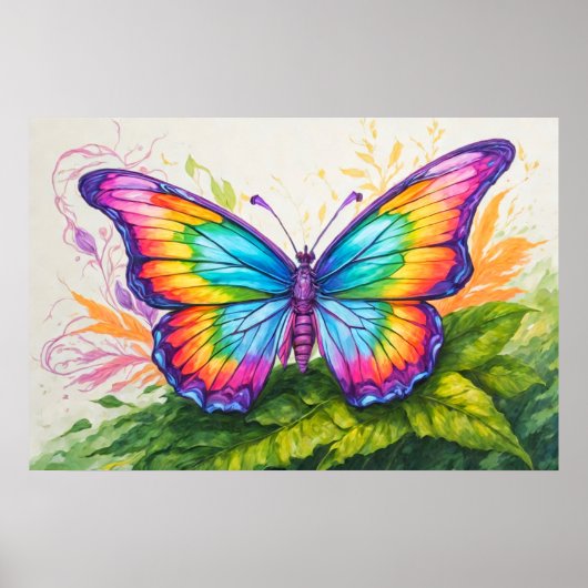 Poster Illustration de papillon reposant rétro mignon (Devant)