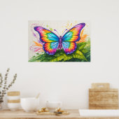 Poster Illustration de papillon reposant rétro mignon (Cuisine)