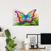 Poster Illustration de papillon reposant rétro mignon (Bureau à domicile)