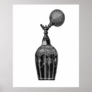 Poster Illustration de parfum vintage noir et blanc