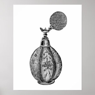 Poster Illustration de parfum vintage noir et blanc