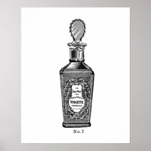 Poster Illustration de parfum vintage noir et blanc