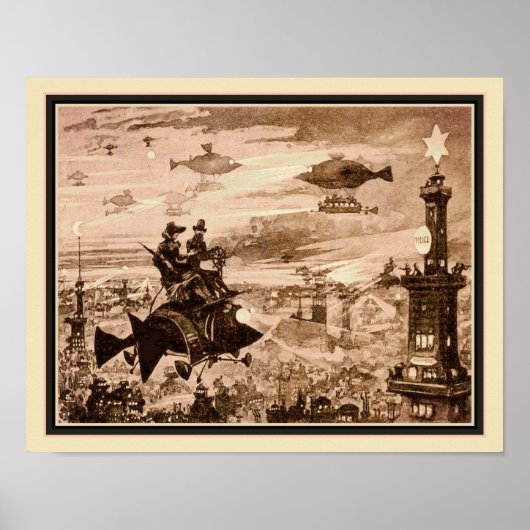 Poster Illustration de Paris rétro-futuriste des années 1 (Devant)