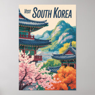Poster Illustration de paysage de Corée du Sud Art de voy