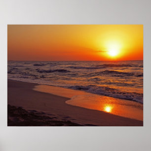 Poster Illustration de paysage de coucher de soleil magni