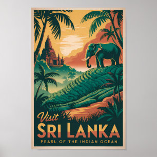 Poster Illustration de paysage de Sri Lanka Art de voyage