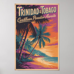 Poster Illustration de paysage de Trinité-et-Tobago Voyag
