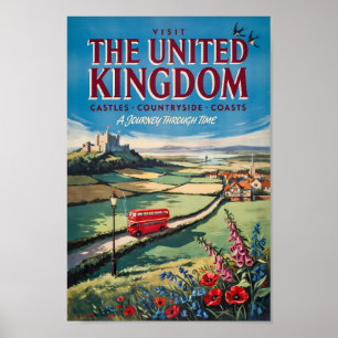 Poster Illustration de paysage du Royaume-Uni Art de voya