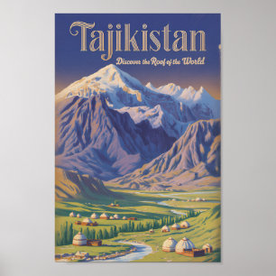Poster Illustration de paysage du Tadjikistan Art de voya