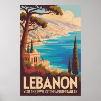Illustration de paysage libanais Art de voyage vin