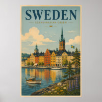 Illustration de paysage suédois Art de voyage vint