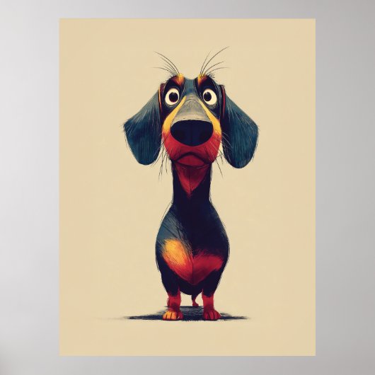Poster Illustration de personnage de teckel fantaisiste (Devant)