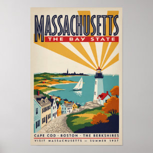 Poster Illustration de phare du Massachusetts, Art de voy