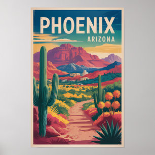 Poster Illustration de Phoenix Arizona Art de voyage vint