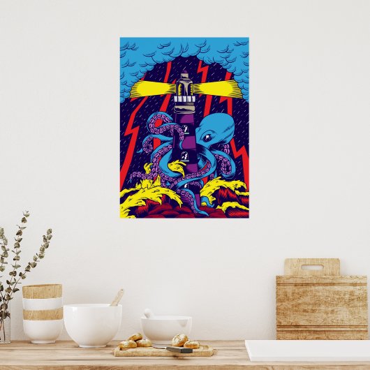 Poster Illustration de pieuvre (Cuisine)