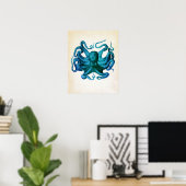 Poster Illustration de pieuvre aquarelle (Bureau à domicile)