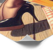 Poster Illustration de pin-up d'avion rétro (Coin)