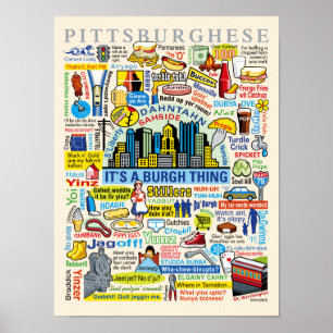Poster Illustration de Pittsburghese d'amusement de