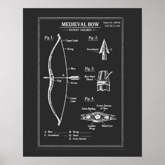 Poster Illustration de plan d'un arc médiéval (Devant)