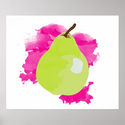 Poster Illustration de poire avec éclaboussure d'aquarell (Devant)