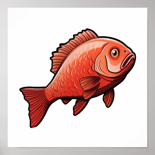 Poster Illustration de poisson caricaturé (Devant)