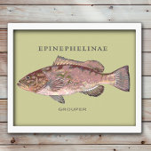 Poster Illustration de poisson mérou