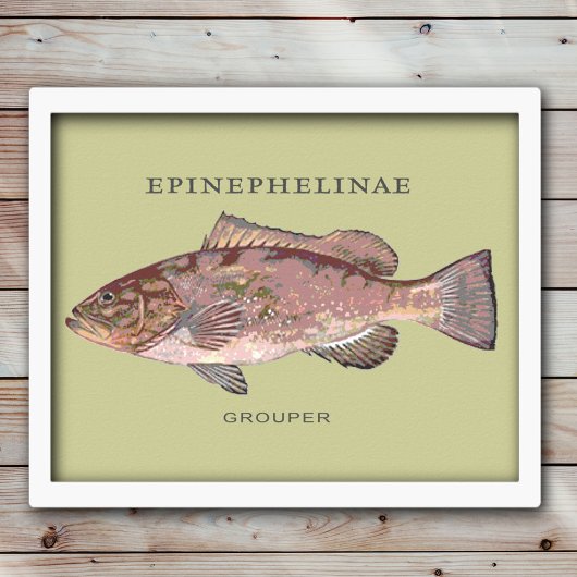 Poster Illustration de poisson mérou