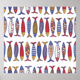 Poster Illustration de poisson mignon : Enfants Arrière -