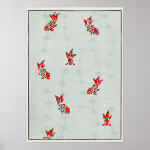 Poster Illustration de poisson rouge sans joint