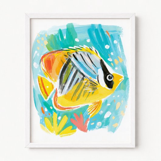 Poster Illustration de poisson tropical jaune
