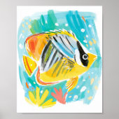 Poster Illustration de poisson tropical jaune (Devant)