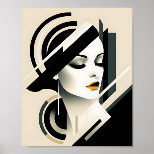 Poster Illustration de portrait de femme élégante Art élé (Devant)