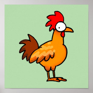 Poster Illustration de poulet de dessin animé drôle
