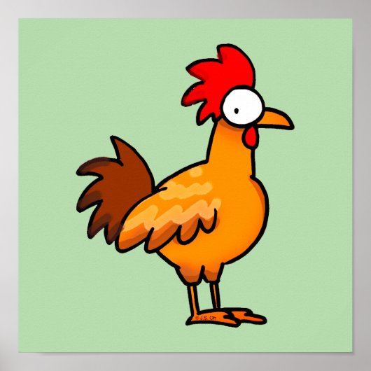 Poster Illustration de poulet de dessin animé drôle (Devant)