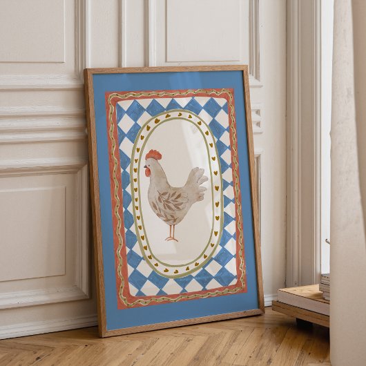 Poster Illustration de poulet rustique