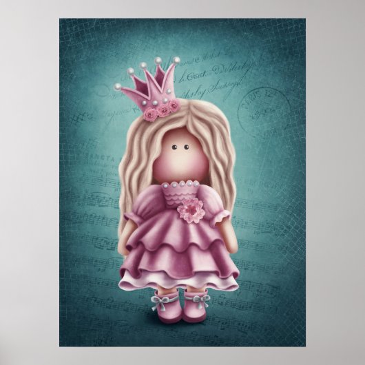 Poster Illustration de poupée de fille mignonne (Devant)