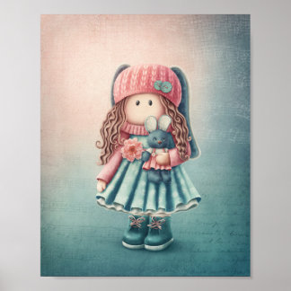 Poster Illustration de poupée mignonne.
