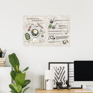 Poster Illustration de recette de pâtes pour petit-déjeun