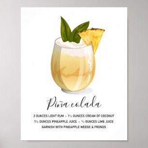 Poster Illustration de recette moderne de Piña Colada tro