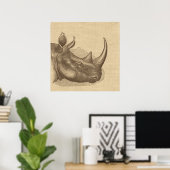 Poster Illustration de Rhino vintage sur Burlap (Bureau à domicile)