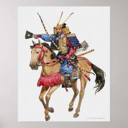 Poster Illustration de Samurai à cheval (Devant)