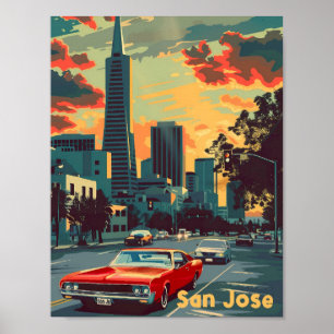 Poster Illustration de San Jose California Vintage voyage