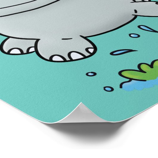 Poster Illustration de saut en hippo mignon (Coin)