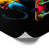 Poster Illustration de singe capucin funky cool en skateb (Coin)