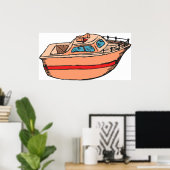 Poster Illustration de Speedboat amusant Nautical Boat De (Bureau à domicile)