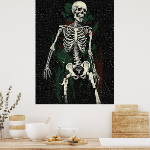 Poster Illustration de squelette vintage dans des ombres 